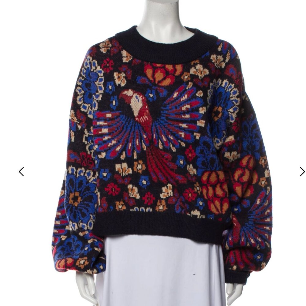 Farm Rio Printed Crew Neck Sweater Size: XL